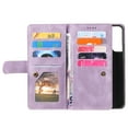 thumbnail image 2 of ELEHOLD Multi-Functional Wallet Case for Samsung Galaxy S23, 9 Card Slots Zipper Pocket Wriststrap Stand Function Premium Leather Shockproof Purse Case for Samsung S23,Purple, 2 of 9