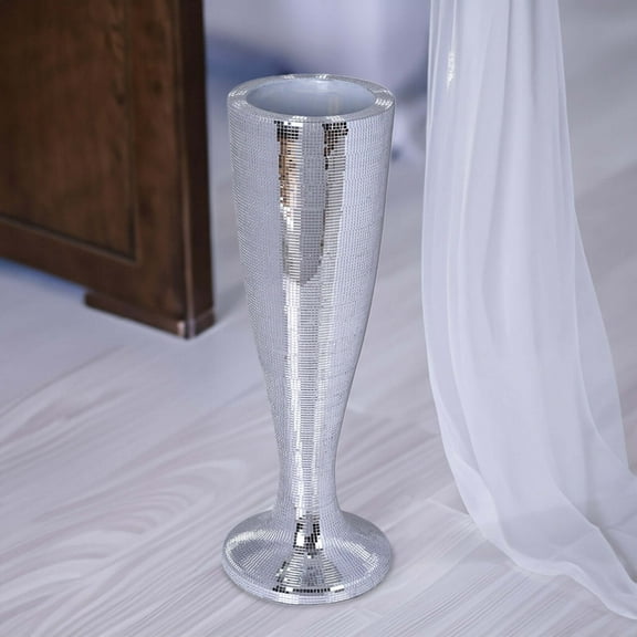 Efavormart 3FT Silver Polystone Mirror Mosaic Trumpet Floor Vase For Wedding Aisle / Party Centerpiece/ Home Decoration