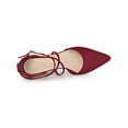 thumbnail image 5 of BLISSFUL STEP Women's Pointed Toe Cross Strap Block Heels Pumps Burgundy 7, 5 of 8