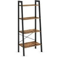 thumbnail image 1 of Ballucci Industrial Bookshelf, 4-Tier Ladder Shelf, Bookcase Storage Rack Shelves, with Metal Frame, for Living Room, Bedroom, Kitchen, Office, Rustic Brown, 1 of 5