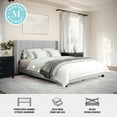 thumbnail image 3 of Martha Stewart Kay Queen Upholstered Platform Bed with Channel Stitched Wingback Headboard and Cushioned Siderails, Wood Slat Foundation, No Box Spring Needed, Gray, 3 of 11