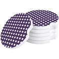 thumbnail image 1 of POGLIP White Polka Dot Puple Set of 4 Car Coaster for Drinks, Absorbent Ceramic Stone Coasters Cup Mat with Cork Base for Home Kitchen Room Coffee Table Bar Decor, 1 of 5