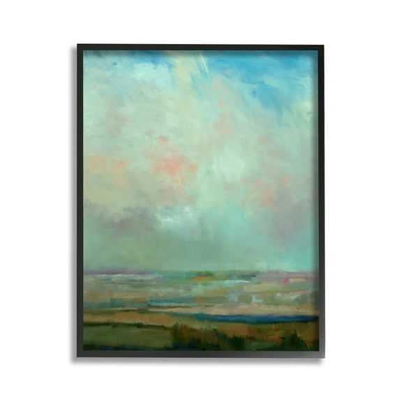 Stupell Industries Blue Abstract Scenery Landscape Painting Black Framed Art Print Wall Art, 11 x 14