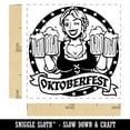 thumbnail image 2 of Oktoberfest German Maiden with Steins of Beer Self-Inking Rubber Stamp Ink Stamper - Lime Green Ink - Small 1 Inch, 2 of 7