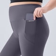 thumbnail image 6 of YHAJDS Womens Plus Size Pants Solid Color High Waist Tummy Control Flared Yoga Gym Sport Trousers for Women With Side Pockets, 6 of 6