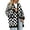 Black White Checkered, variant on CASSIE LIZ Plus Size Sweaters Fall Cardigans for Women Fashion Open Front Cardigans Casual Womens Winter Long Sleeve Lightweight Knit Holiday Sweaters with Pocket Solid/Plaid/Leopard/Floral (XL-5XL)