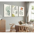 thumbnail image 6 of 3 Pcs Sage Green Boho Canvas Wall Art Modern Minimalist Neutral Abstract Eucalyptus Botanical Painting Pictures Wall Decor Posters Print Artwork for Living Room Bedroom Office Home Decoration, 6 of 6