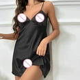 thumbnail image 5 of Womens Sleepwear Satin Nightgown V Neck Silk Nighty Sleeveless Nightwear Short Nightdress, 5 of 6
