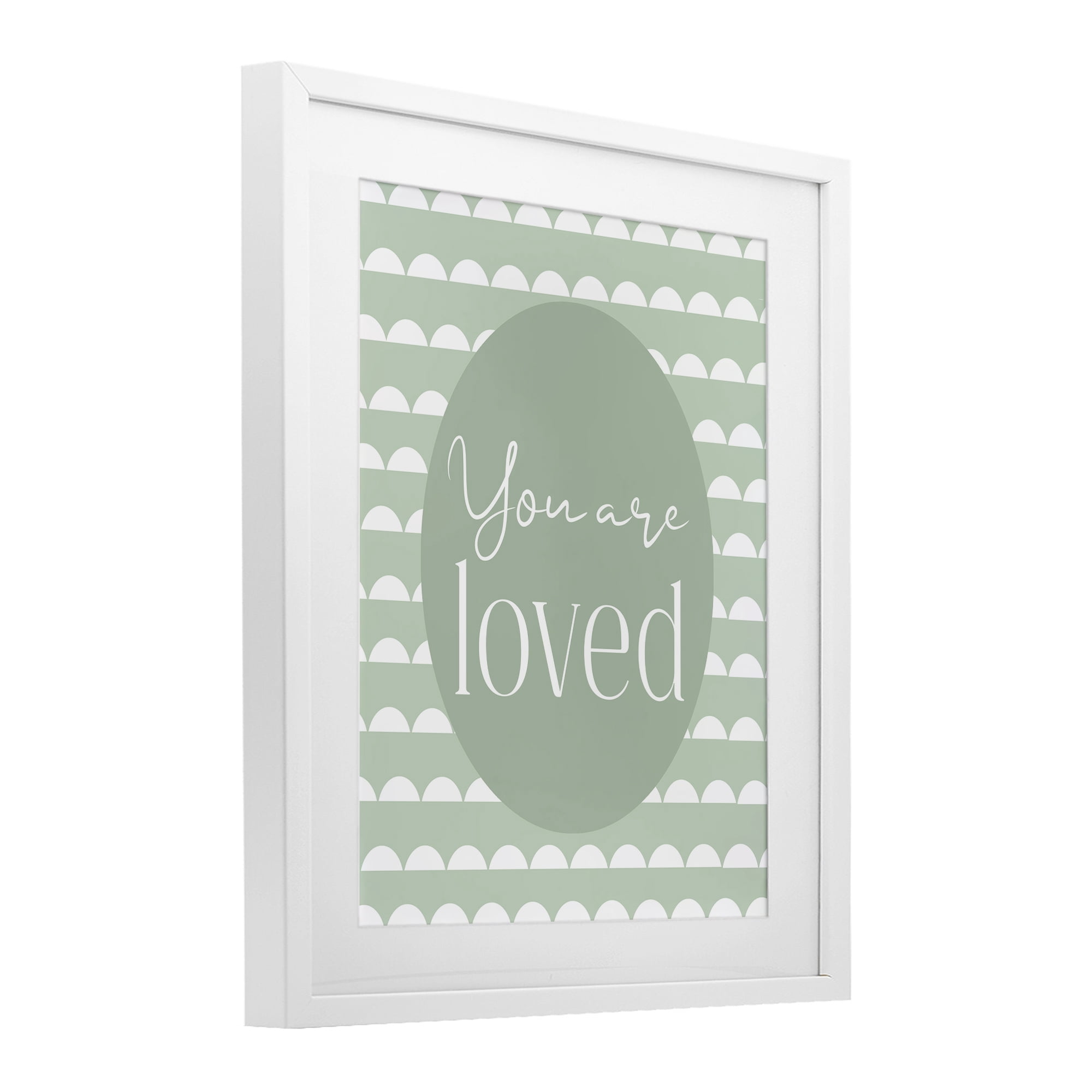 Stupell Industries You Are Loved Light Green White Framed Print Under Glass, design by Christine Simpson Art