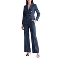 thumbnail image 2 of INSPIRE CHIC Women 2 Piece Pant Suits Set Long Sleeve Double Breasted Blazer Pants X Small Navy Blue, 2 of 5