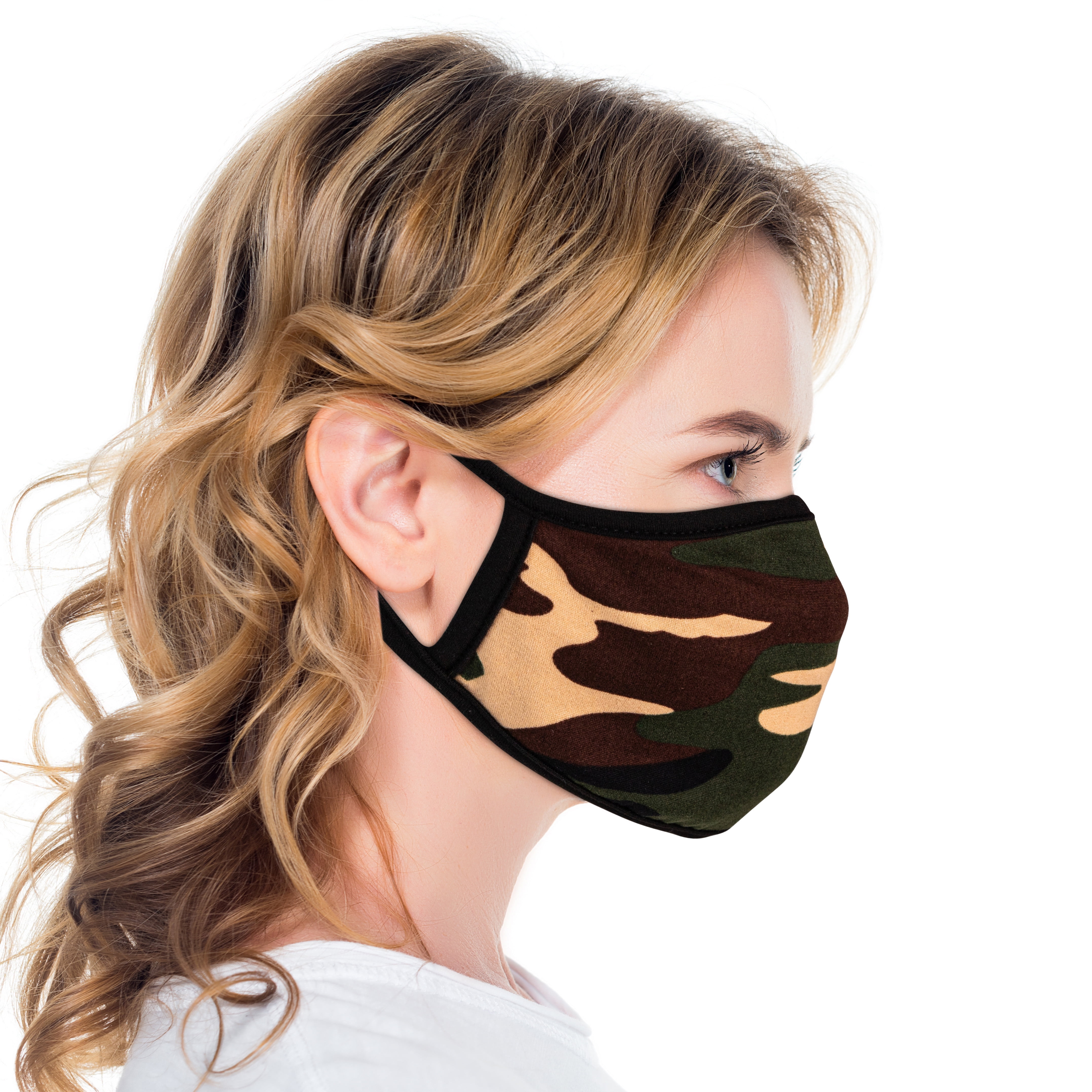 100% Cotton Face Mask Made in USA Washable Reusable Face Mask Men Camo Leaves 