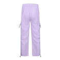 thumbnail image 5 of WULMLEO Women's Drawstring Elastic Waist Loose Pants Casual Flap Pocket Cargo Pants Trousers Purple S, 5 of 5