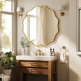 thumbnail image 4 of BEAUTYPEAK 36" Wavy Round Bathroom Mirror Wall Decor with Deep Frame, Gold, 4 of 10