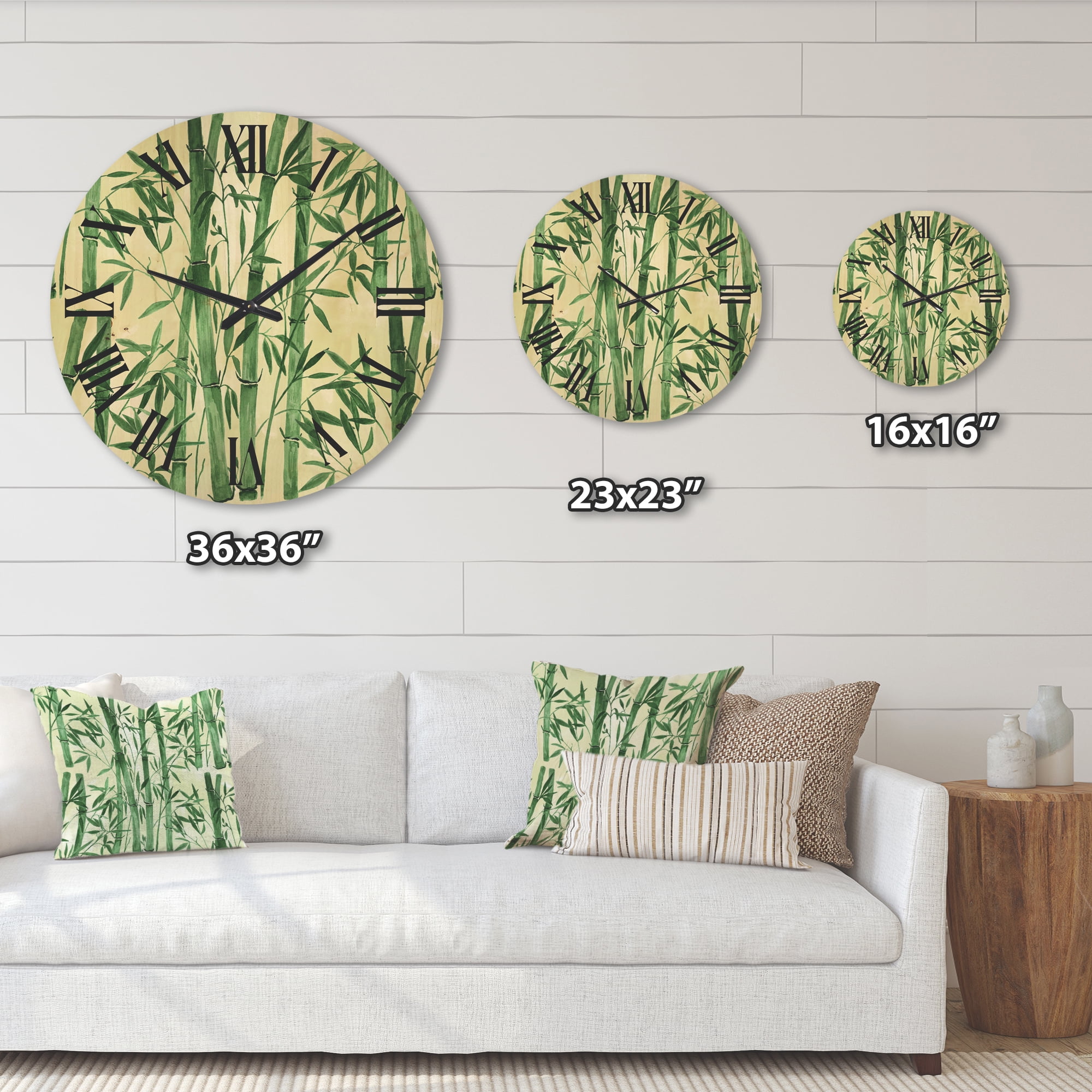 Designart 'The Forest of Bamboo Branches I' Tropical Wood Wall Clock