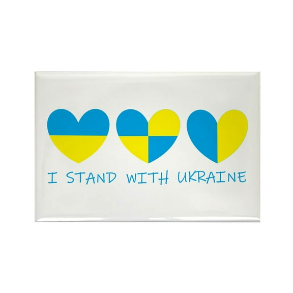 CafePress - I Stand With Ukraine Heart Magnets - Rectangle Magnet, 2"x3" Refrigerator Magnet