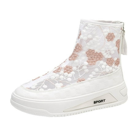 

EUMODR Womens Memory Foam Flip Flop Womens Lug Sole Platform Boots Fashion Summer And Autumn Women Boots Flower Lace Mesh Breathable Comfortable Leisure