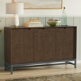 thumbnail image 6 of Simpli Home Banting 58 inch Wide Solid Wood Modern Industrial 3 Door Sideboard Buffet in Walnut Brown, 6 of 14