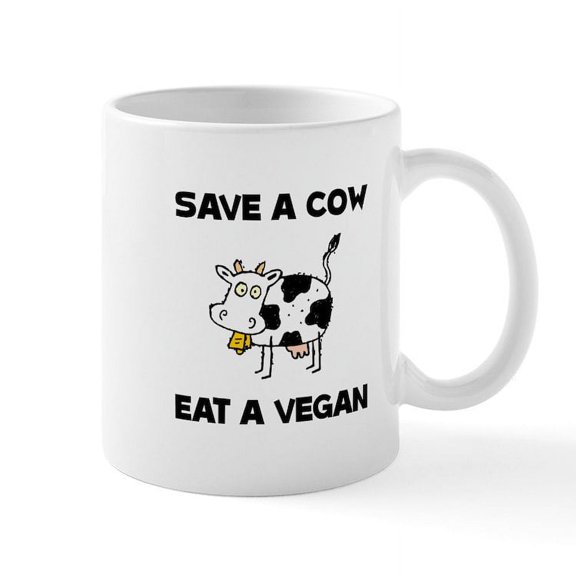 CafePress - Save Cow Vegan Mug - 11 oz Ceramic Mug - Novelty Coffee Tea Cup