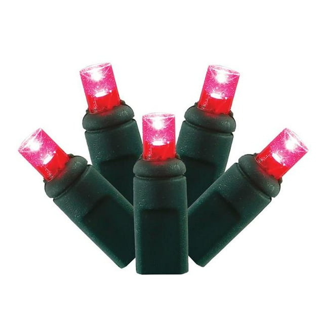 LED Magenta & Green Wire End Connecting 6 in. Spacing 25 ft. Long Light Set with Burgundy Lights