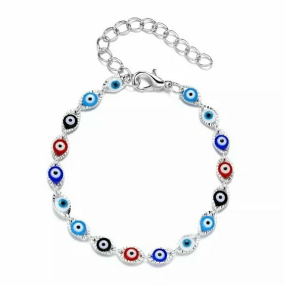EOEMY Fashion Lucky Blue Evil Eye Palm Beaded Bracelet Bangle Chain Women Jewelry Xmas-Colorful Bule Eye