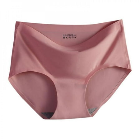 

Greyghost Women s Mid Waist Panties One Piece Seamless Cool Silk Panties Summer Breathable Thin Briefs Underwear Pink XL