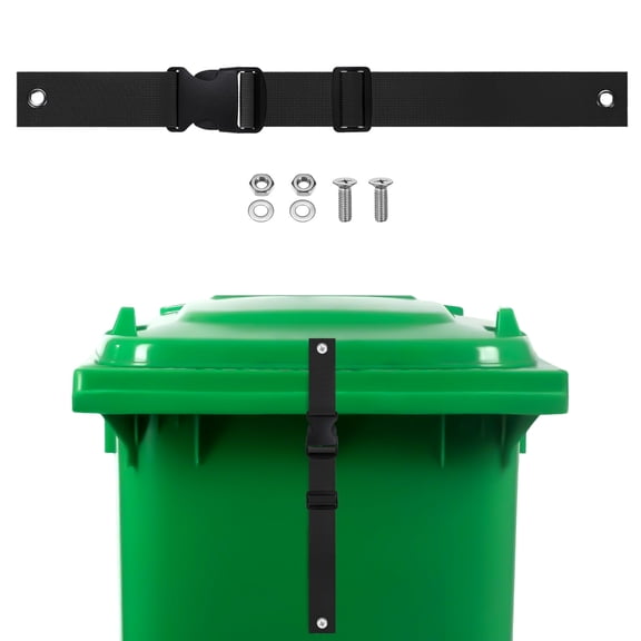 Uxcell 1-Set Trash Can Locks for Animals, 15.7-19.6 Inch Adjustable Buckle Type Raccoons Bear Proof Garbage Strap Lid Garbage Can Lock [Black]