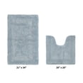thumbnail image 2 of Better Trends Toilet Rug U-Shaped Set of 2 Piece Contour Rug 100% Cotton Bathroom Mat Soft Absorbent Reversible Washable for Decor Tub Shower Bathroom Floor, 20"x20"|21"x34" Blue Lux Collection, 2 of 4