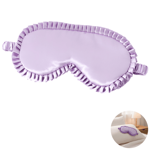 Violet Ruffle Sleep Eye Cover with Silky Touch, Sponge Padded Eye Cover for Sleeping, Comfy Light Blocking Travel Blindfold, 7.5 x 3.5 in for Relaxing