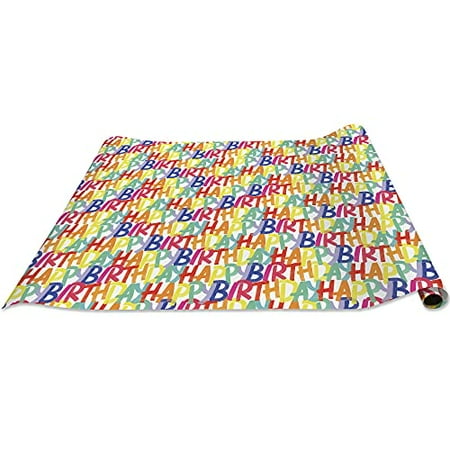 Jillson Roberts 6 Roll-Count Recycled Birthday Gift Wrap, Rainbow Birthday