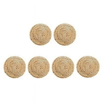 Round Woven Rattan Placemats, Natural Wicker Mats, Water Hyacinth Straw Braided Placemats, 6