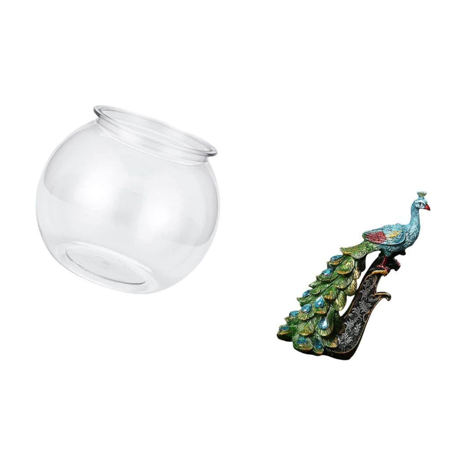 Desktop Aquarium Tank Peacock Statue Fish Bowl Vase Creative Resin Material for Bedroom Office Tabletop Decoration
