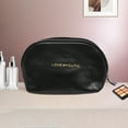 thumbnail image 5 of Unique Bargains 1 Pc Semicircular Drawstring Makeup Bag for Vacation Business Travel PU Black, 5 of 6