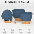 thumbnail image 5 of FIASON 3 Pack Plastic 9/10/12 Inch Blue with Brown Self Watering Plant Pots for Indoor Outdoor,Flower Pots Include Drainage Holes and Saucer, 5 of 10