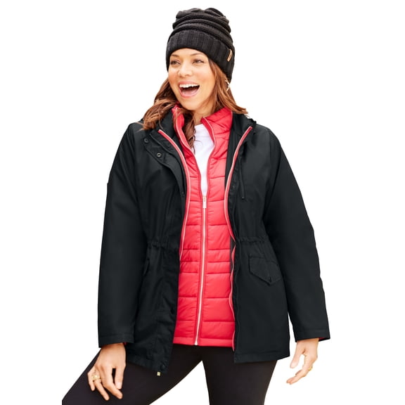 Catherines Women's Plus Size 3-In-1 Parka Jacket