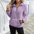 thumbnail image 7 of KICILVS Womens Fleece Half Zip Pullover with Front Kangaroo Pocket Cozy Warm Winter Casual Daily Loungewear Tops, 7 of 7