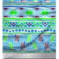 thumbnail image 1 of Soimoi Moss Georgette Fabric Triangle & Greek Key Geometric Printed Craft Fabric by The Yard 42 Inch Wide, 1 of 1