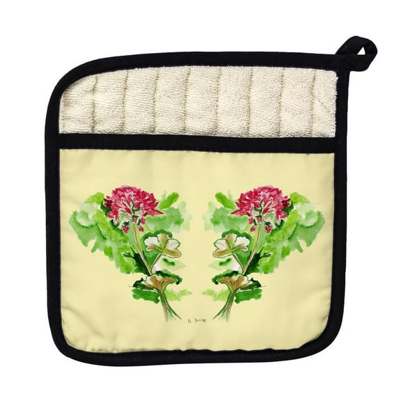 Betsy Drake Interiors Geraniums on Yellow Pot Holder