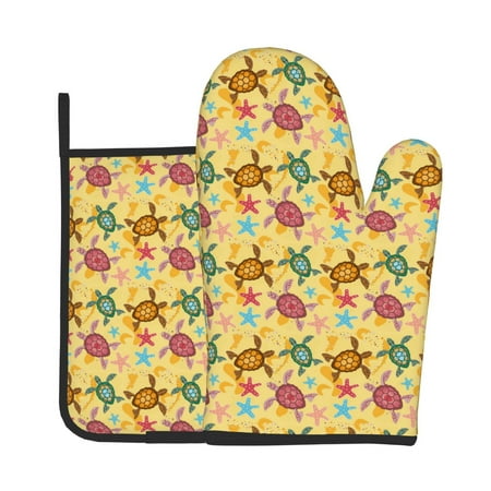 

Bingfone Sea and Sand Print Oven Mitts Pot Holders Set 2 PCS for Kitchen for Cooking Grilling Baking BBQ Pot Holders Cook Essentials