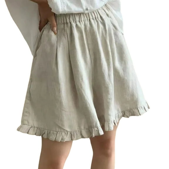 TRUBKH shorts for women athletic shorts for women cotton shorts for woman womens shorts casual bermuda shorts for women Beige L