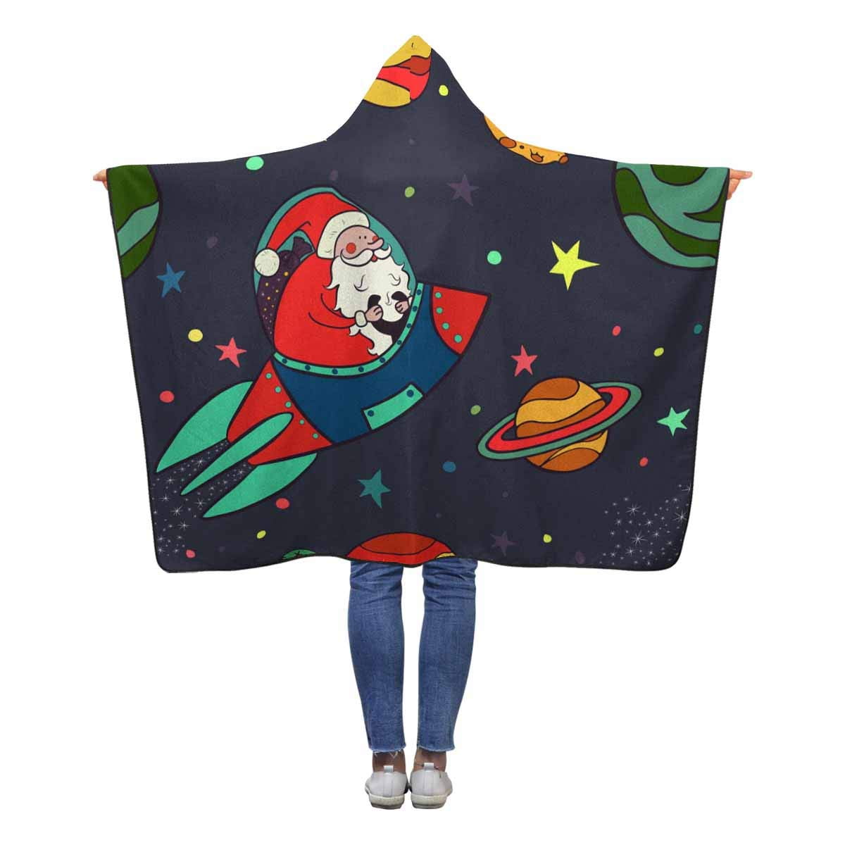 ASHLEIGH Christmas Space Hooded Throw Blanket 50x60 inches Kids Girls