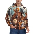 thumbnail image 2 of Kdxio Animal Filled Noahs Ark Print Mens Casual Hooded Collar Drawstring Hoodies Pullover Sweatshirts Casual Long Sleeve Shirts-, 2 of 7