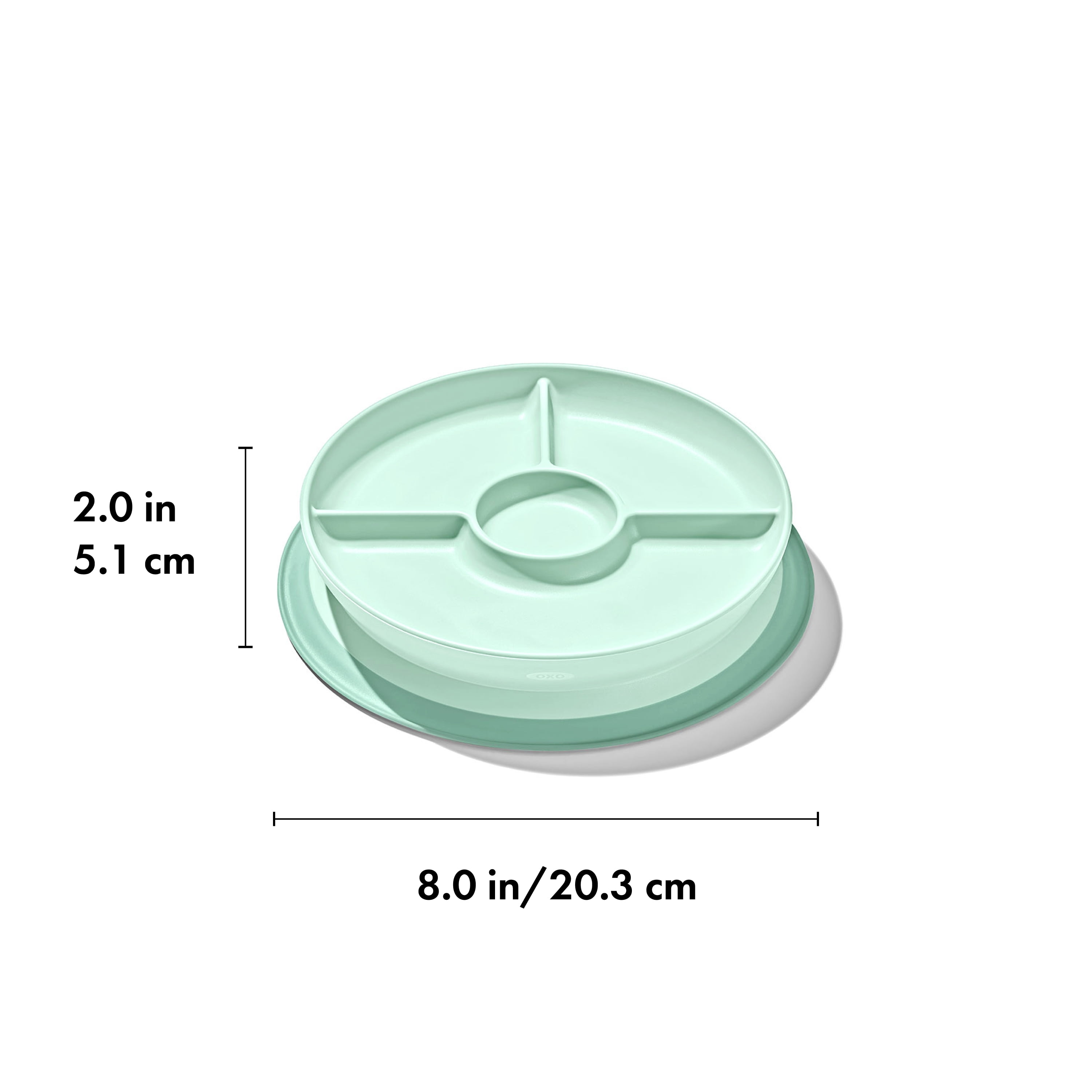 OXO Tot Baby and Toddler Stick and Stay Suction Divided Plate for 6+ Months, Opal