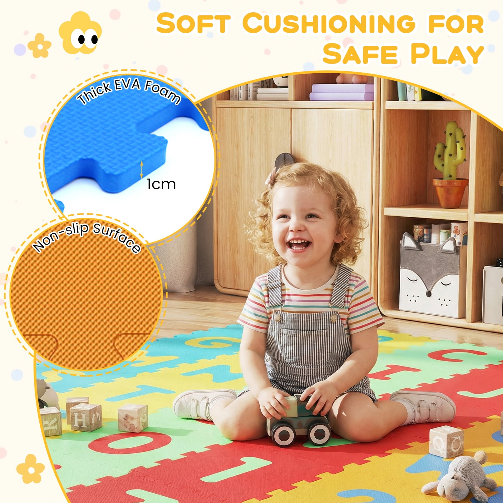Gymax 36-Piece Kids Puzzle Play Mat w/ Alphabet & Numbers 36 Sq FT Total Coverage