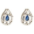 thumbnail image 4 of Natural Blue Sapphire with Diamond Gemstone Stud Earring, 925 Sterling Silver, 4 of 4
