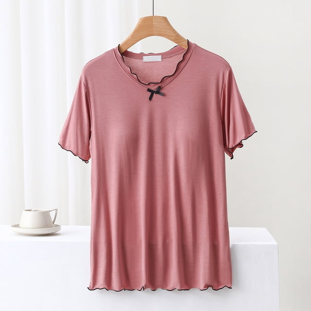 LSLJS Blouse Femme Unie Décontractée Mode Col Rond Régulière Sans Manches Vêtements de Nuit Hauts, Chemises de Pyjama