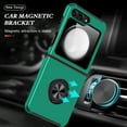 thumbnail image 6 of Allytech Hybrid Case for Samsung Galaxy Z Flip5 with 360° Rotatable Ring Kickstand, Soft TPU + Rugged PC, Screen Lens Protection Shockproof Anti-Fall Magnetic Car Mount Back Case - Darkgreen, 6 of 7