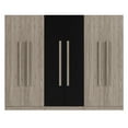 thumbnail image 4 of 6-Doors Wooden Wardrobe Storage for Bedroom,with 2 Drawers Inside,Black+Nature, 4 of 9