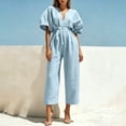 thumbnail image 6 of PNTUTB Women’s Fashion V-Neck Short Sleeve ASdjustable Strap Zipper Pockets Jumpsuit Pants, 6 of 7