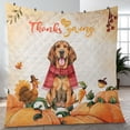 thumbnail image 4 of Happy Thanksgiving Bloodhound with Turkey Pumpkins Autumn Vibes Quilt Blanket Dog Lover Cozy Comforter Throw Blanket - 12018, 4 of 5
