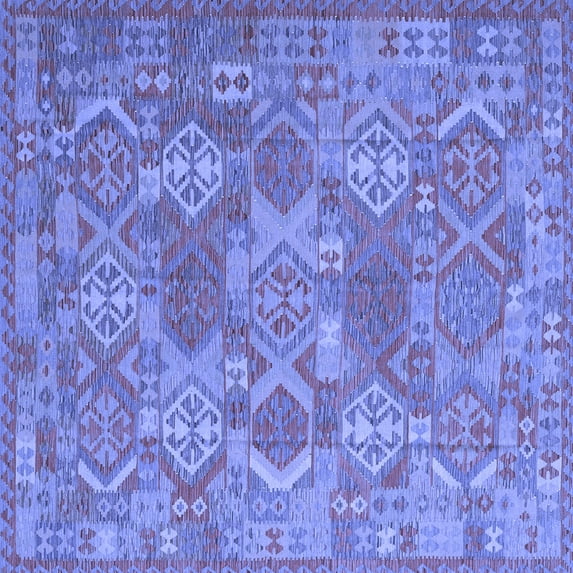 Ahgly Company Indoor Square Southwestern Blue Country Area Rugs, 4' Square